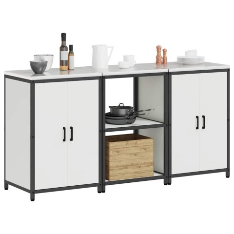 Zestaw do przechowywania w kuchni 3 pcs Biały Stal zimnogięta