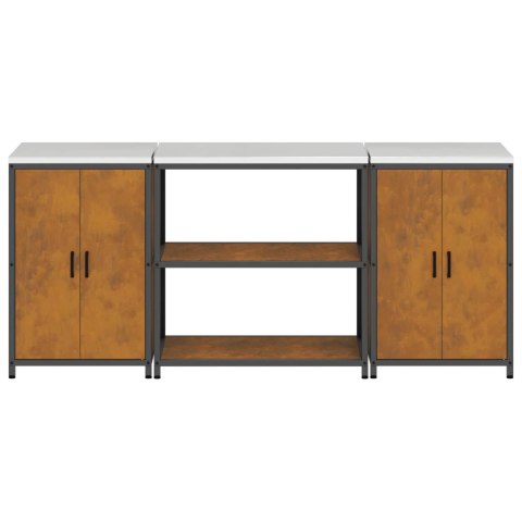 Zestaw do przechowywania w kuchni z półką 3 pcs Rdzawy