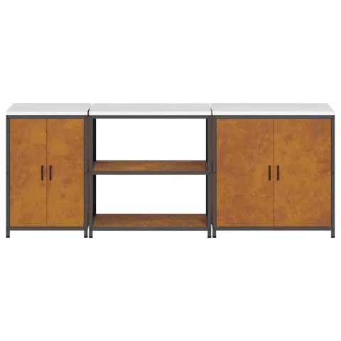 Zestaw do przechowywania w kuchni z półką 3 pcs Rdzawy