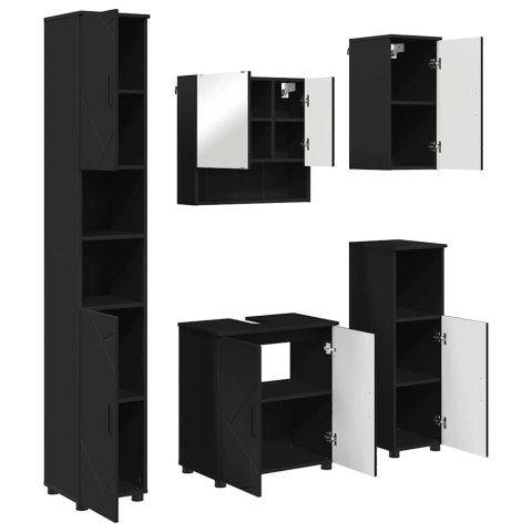 Zestaw mebli łazienkowych Montowane na ścianie 5 pcs Czarny