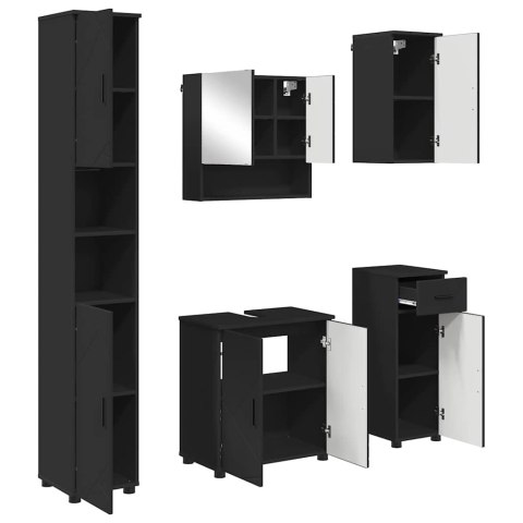 Zestaw mebli łazienkowych z szufladą z drzwiami 5 pcs Czarny