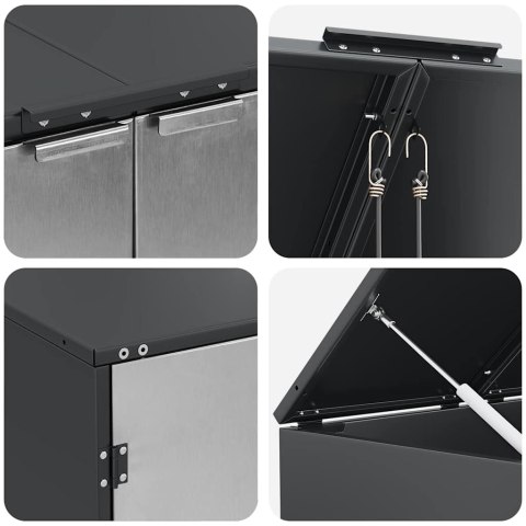 Przechowalnia na 3 kosze na odpady 340 x 77.5 x 115.5 cm Stal