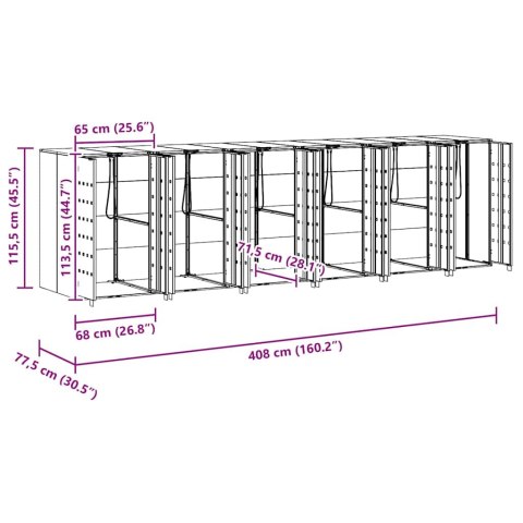 Przechowalnia na 3 kosze na odpady 340 x 77.5 x 115.5 cm
