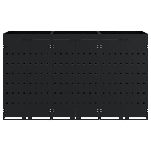 Przechowalnia na 3 kosze na odpady Czarny 204 x 77,5 x 121,5 cm