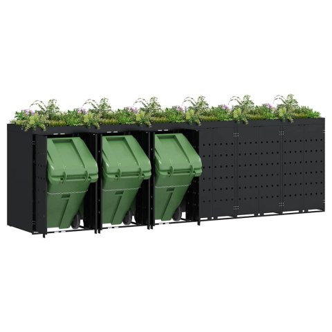 Przechowalnia na 6 koszy na odpady Czarny 408 x 77,5 x 121,5 cm