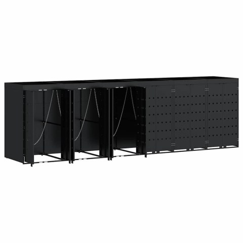 Przechowalnia na 6 koszy na odpady Czarny 408 x 77,5 x 121,5 cm