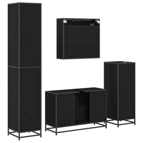 Zestaw mebli łazienkowych z półką z drzwiami 4 pcs Czarny Dąb