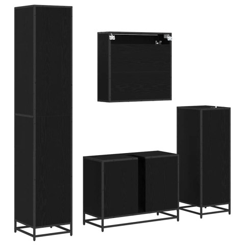 Zestaw mebli łazienkowych z półką z drzwiami 4 pcs Czarny Dąb