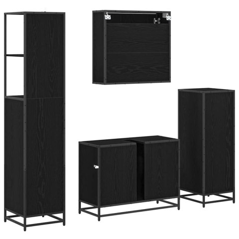 Zestaw mebli łazienkowych z szufladą z półką 4 pcs Czarny Dąb