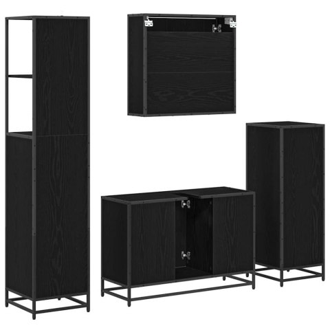 Zestaw mebli łazienkowych z szufladą z półką 4 pcs Czarny Dąb