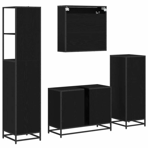 Zestaw mebli łazienkowych z szufladą z półką 4 pcs Czarny Dąb