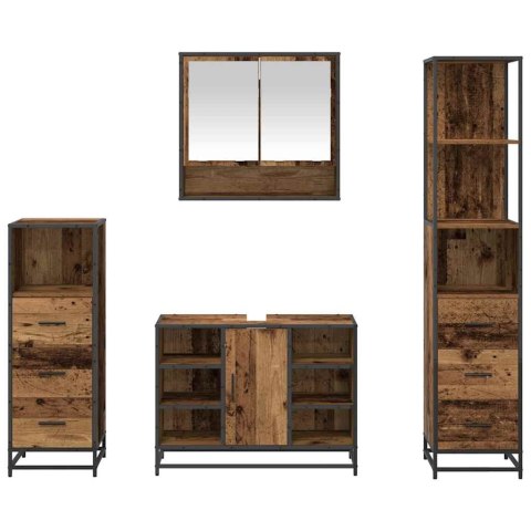 Zestaw mebli łazienkowych z szufladą z półką 4 pcs Stare drewno