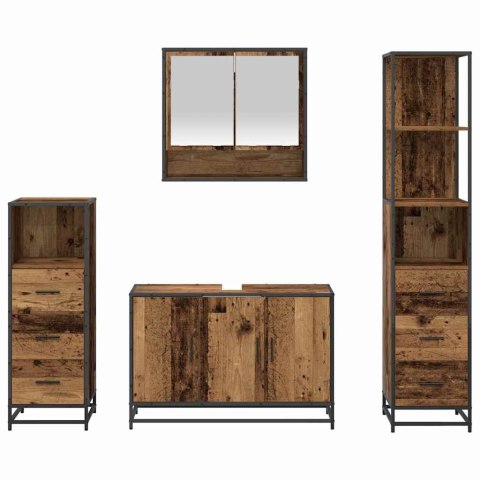 Zestaw mebli łazienkowych z szufladą z półką 4 pcs Stare drewno