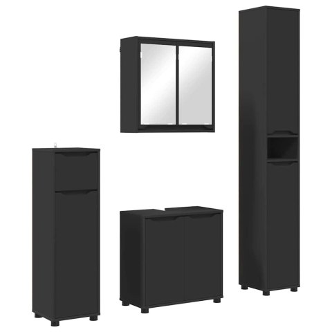 Zestaw mebli łazienkowych 4 pcs Czarny Materiał drewnopochodny