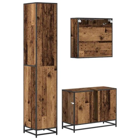 Zestaw mebli łazienkowych z półką z drzwiami 3 pcs Stare drewno