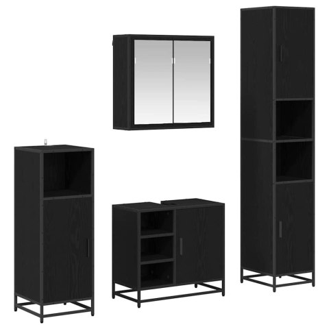 Zestaw mebli łazienkowych z półką z drzwiami 4 pcs Czarny Dąb