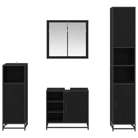 Zestaw mebli łazienkowych z półką z drzwiami 4 pcs Czarny Dąb