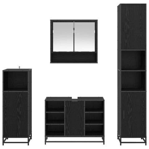 Zestaw mebli łazienkowych z półką z drzwiami 4 pcs Czarny Dąb