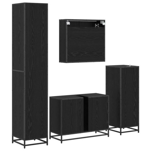 Zestaw mebli łazienkowych z półką z drzwiami 4 pcs Czarny Dąb