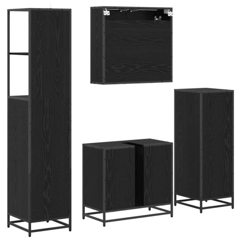 Zestaw mebli łazienkowych z szufladą z półką 4 pcs Czarny Dąb