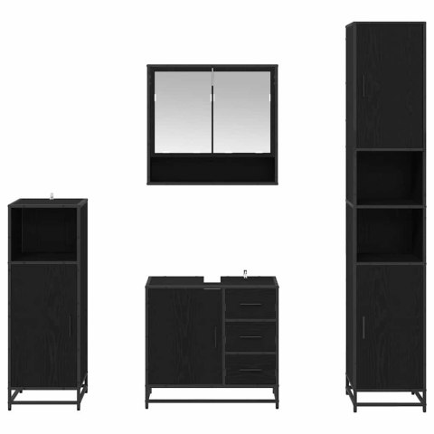 Zestaw mebli łazienkowych z szufladą z półką 4 pcs Czarny Dąb