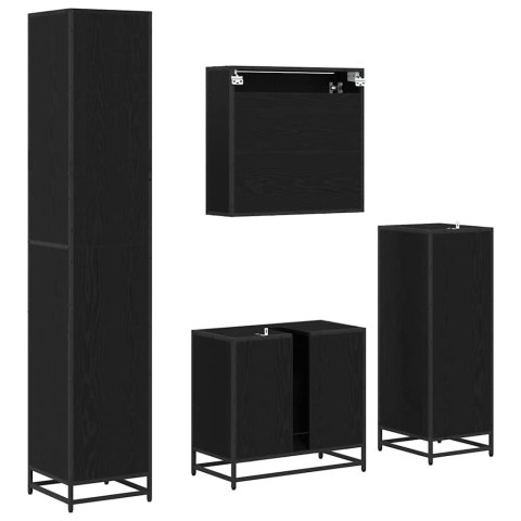 Zestaw mebli łazienkowych z szufladą z półką 4 pcs Czarny Dąb