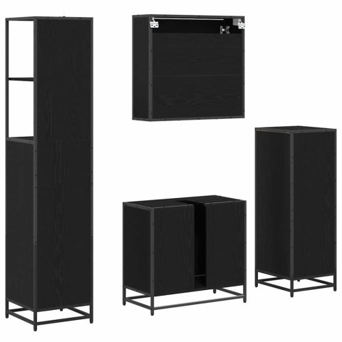 Zestaw mebli łazienkowych z szufladą z półką 4 pcs Czarny Dąb