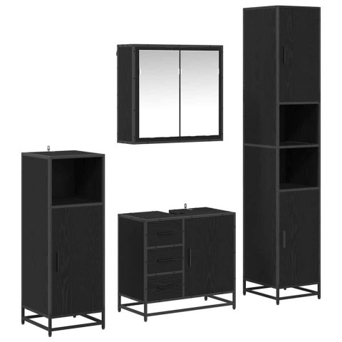 Zestaw mebli łazienkowych z szufladą z półką 4 pcs Czarny Dąb