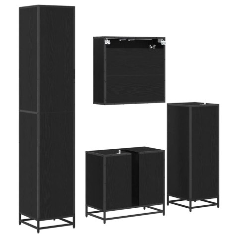 Zestaw mebli łazienkowych z szufladą z półką 4 pcs Czarny Dąb