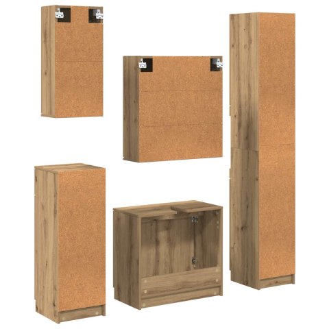 Zestaw mebli łazienkowych z szufladą 5 pcs Dąb rzemieślniczy