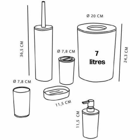 Zestaw do Kąpieli TODAY HOY Różowy Plastikowy Nowoczesny (6 Sztuk)