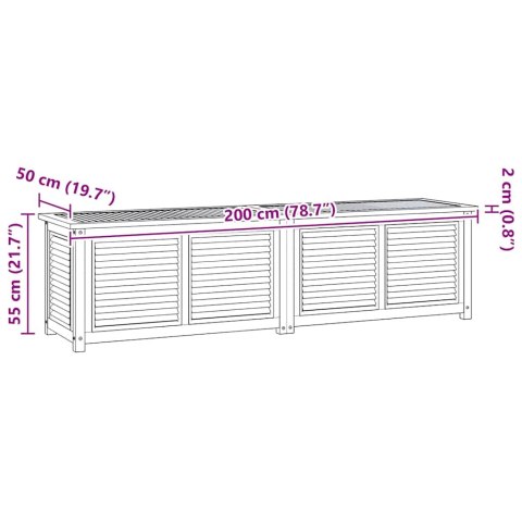 Skrzynia ogrodowa z workiem, 200x50x55 cm, lite drewno tekowe