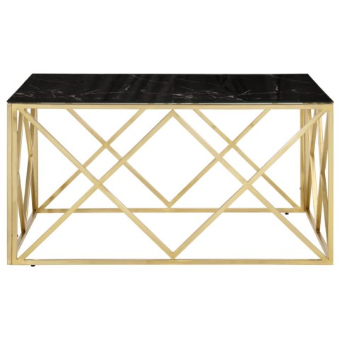 Stolik kawowy, złoty, stal nierdzewna i szkło hartowane