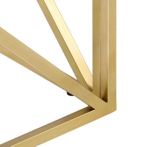 Stolik kawowy, złoty, stal nierdzewna i szkło hartowane