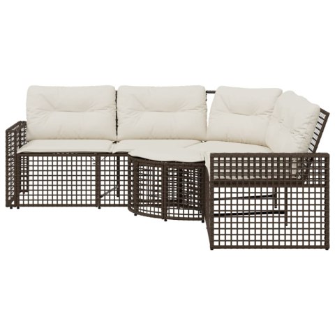 Narożna sofa ogrodowa z poduszkami i podnóżkiem, polirattan