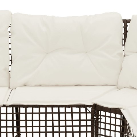 Narożna sofa ogrodowa z poduszkami i podnóżkiem, polirattan