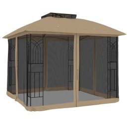 Altana z podwójnym dachem i siatką wokół, taupe, 2,94x2,94 m