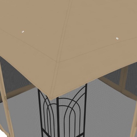 Altana z podwójnym dachem i siatką wokół, taupe, 2,94x2,94 m