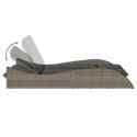 Leżanka z poduszkami, szara, 114x205x73 cm, polirattan
