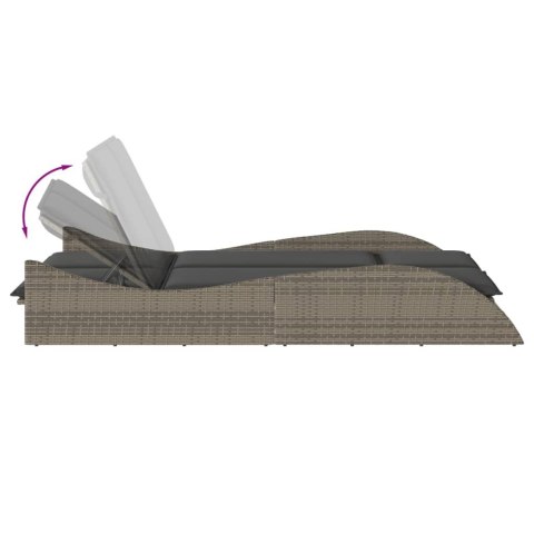 Leżanka z poduszkami, szara, 114x205x73 cm, polirattan