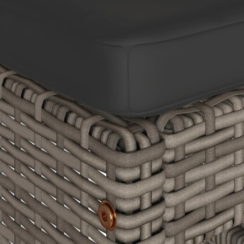 Ogrodowe stołki barowe z poduszkami, 6 szt., szare, polirattan