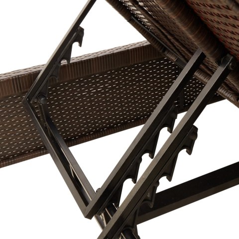 Podwójna leżanka z poduszkami, brązowa, polirattan