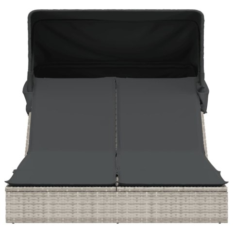 Podwójna leżanka z zadaszeniem i poduszkami, jasnoszara