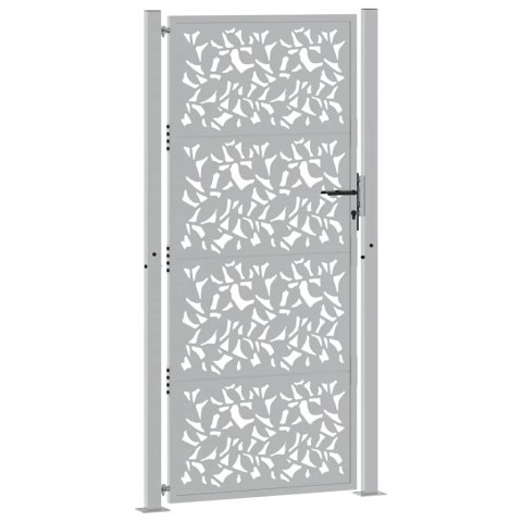 Brama ogrodowa 100x200 cm Stal nierdzewna Wzór liścia