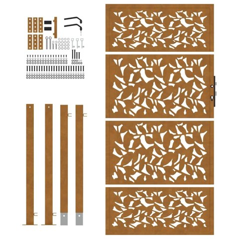 Brama ogrodowa 100x200 cm Stal nierdzewna Wzór liścia