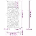 Brama ogrodowa 100x200 cm Stal nierdzewna Wzór liścia