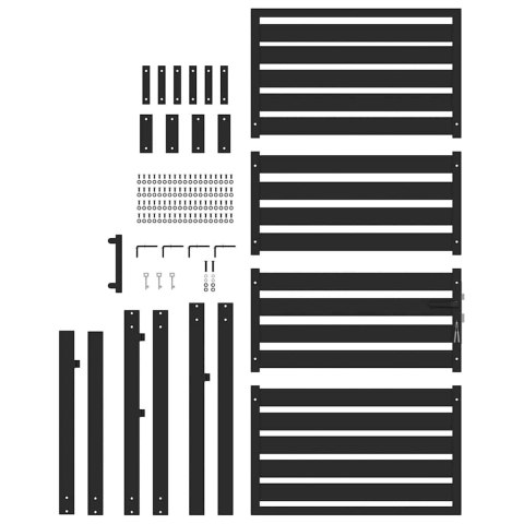 Brama ogrodowa zamykana na klucz, czarna, 100x180cm, aluminiowa