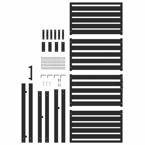 Brama ogrodowa zamykana na klucz, czarna, 100x200cm, aluminiowa