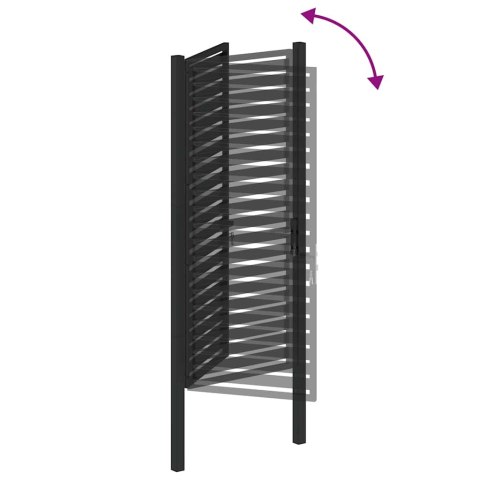 Brama ogrodowa zamykana na klucz, czarna, 100x200cm, aluminiowa