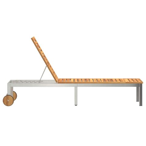 Leżak Olej Naturalny 205 x 53 x 100 cm Lite Drewno Akacji